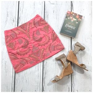 Blue Rain skirt with metallic embroidery